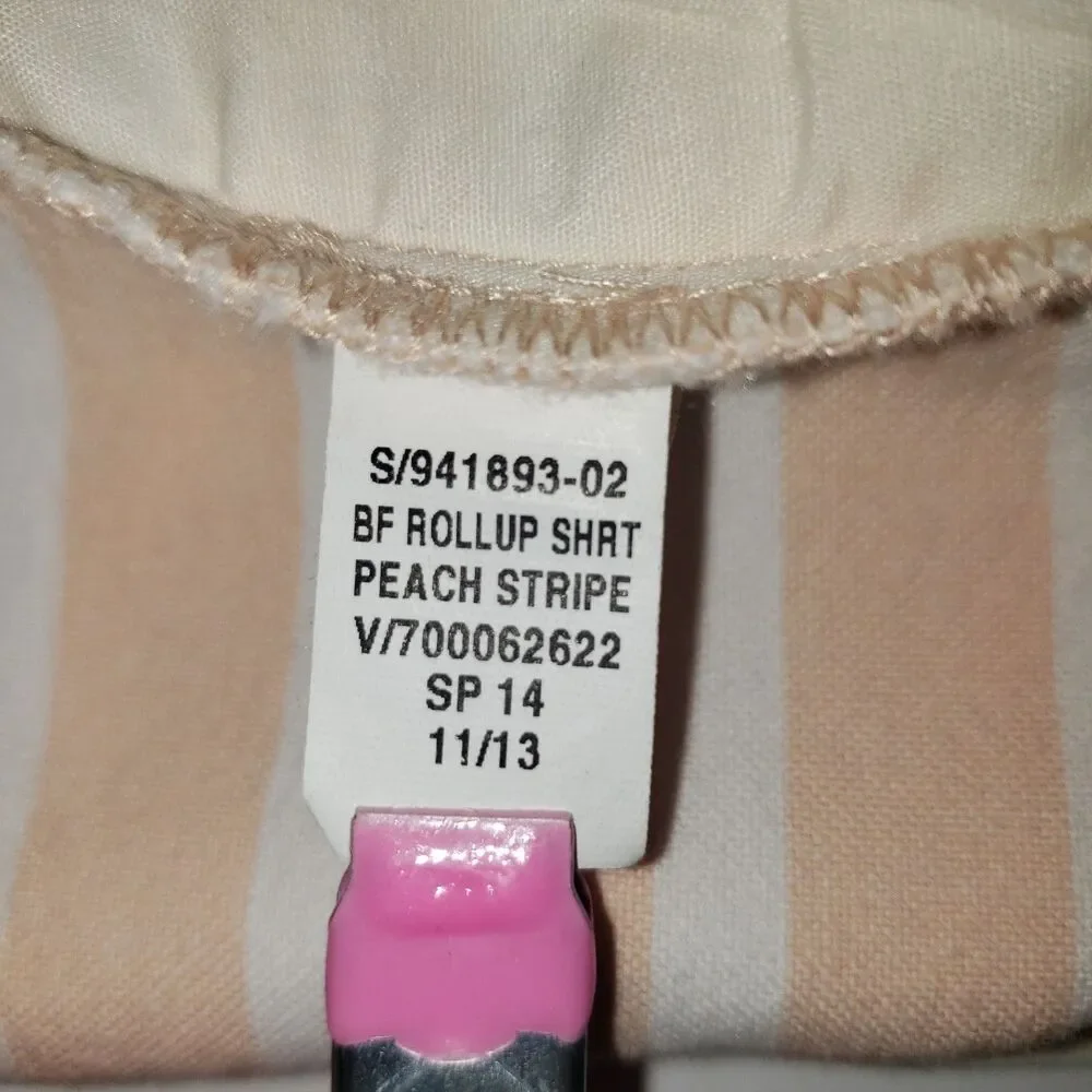 GAP Boyfriend Essential Roll Up Bermuda Shorts Peach White Stripes Womens Size 8